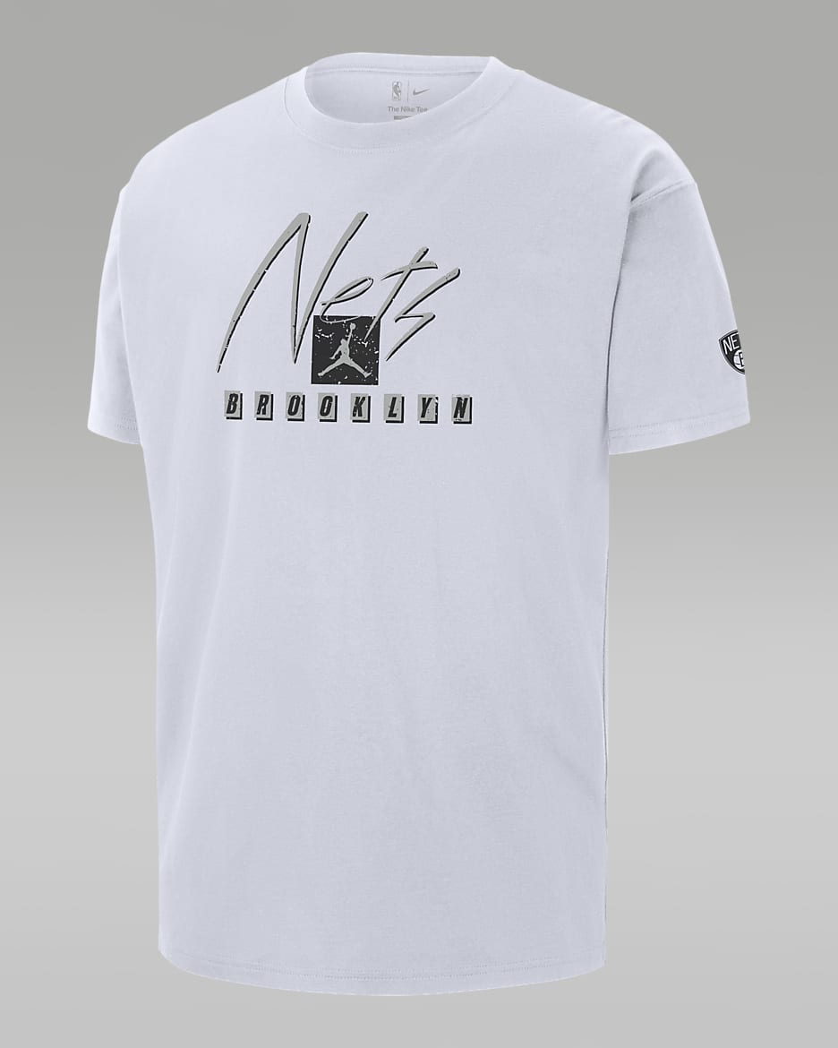 Brooklyn Nets Courtside Statement Edition Men s Jordan NBA Max90 T Shirt. Nike